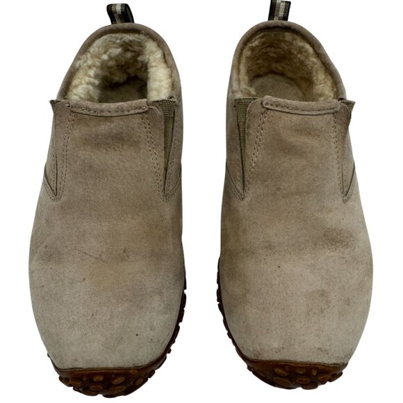 Merrell Womens Snow Mocs Suede Sheepskin Shoes Size 7 Beige Performance Footwear - Picture 1 of 14